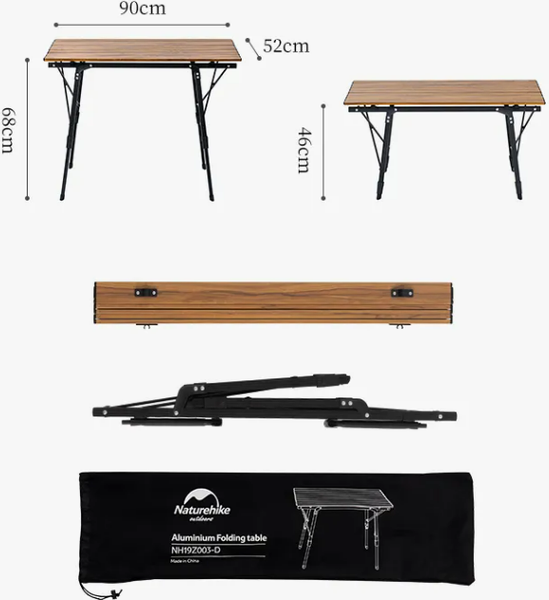 Изображение товара Стол складной Naturehike 90х52х68см / NH19Z003-D-WWG (темно-коричневый)