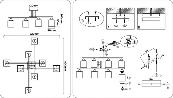 Изображение товара Люстра Ambrella TR303044/8 CP (медь)
