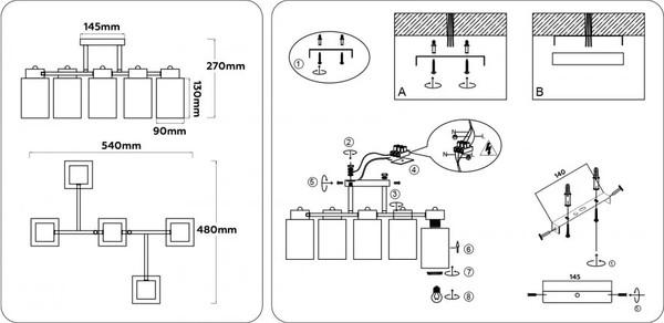 Изображение товара Люстра Ambrella TR303048/5 BK/GD (черный/золото)