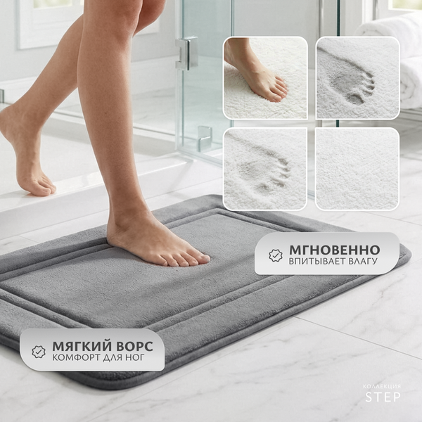Изображение товара Коврик для ванной Saniteco Step C0011758F (серый)
