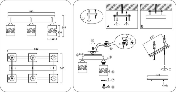 Изображение товара Люстра Ambrella TR3033250/6 BK/WD (черный/дерево)