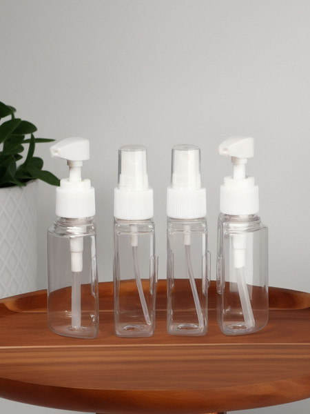 Изображение товара Набор флаконов для косметики Onlytop В контейнере / 10795373 (4шт, розовый/белый)