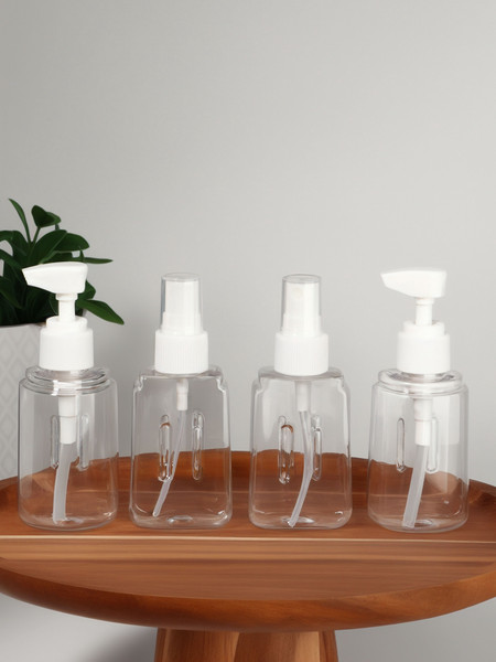 Изображение товара Набор флаконов для косметики Onlytop В контейнере / 10795373 (4шт, розовый/белый)