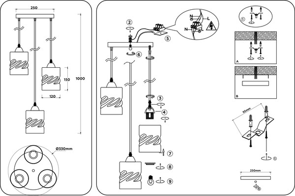 Изображение товара Люстра Ambrella TR3410/3 BK (черный)