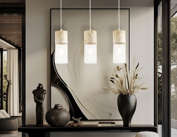 Изображение товара Люстра Ambrella TR8499/3 WH/WD (белый/дерево)