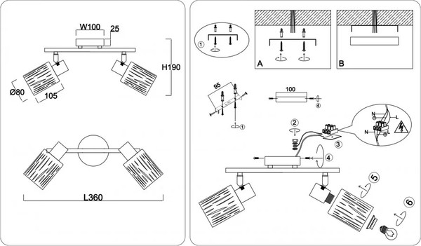 Изображение товара Спот Ambrella TR8668/2 BK/SB (черный/бронза)