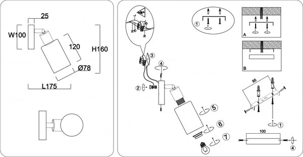 Изображение товара Спот Ambrella TR8720 BK/WD (черный/дерево)