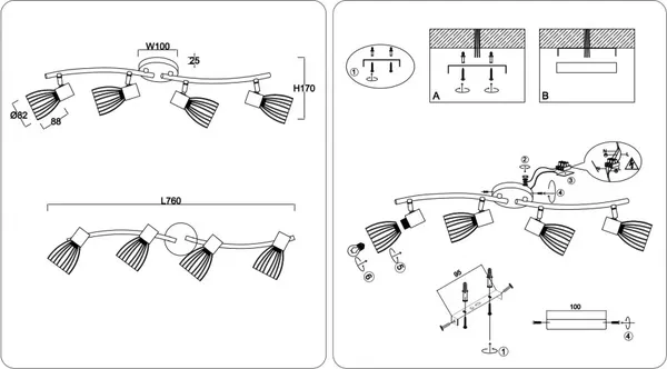 Изображение товара Спот Ambrella TR8662/4 BK/GD (черный/золото)