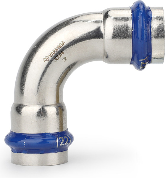 Изображение товара Угольник соединительный Varmega Inox Press 22/90° двухраструбный / VM710002222
