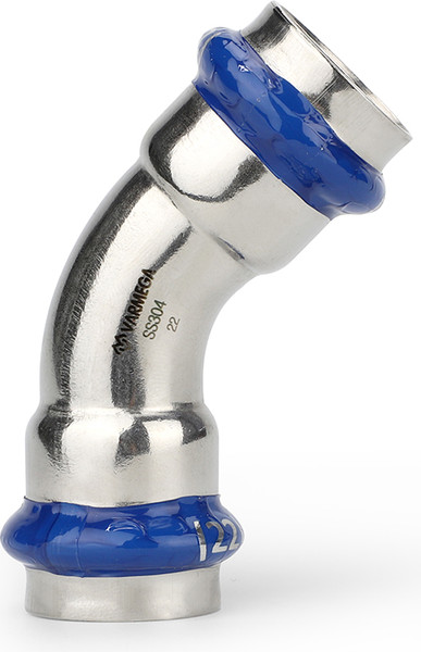 Изображение товара Угольник соединительный Varmega Inox Press 22/45° двухраструбный / VM712002222