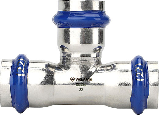 Изображение товара Тройник Varmega Inox Press раструбный 28x28x28 / VM718282828