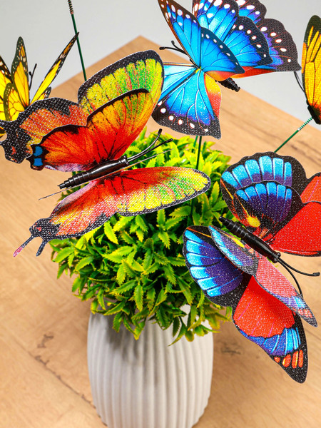 Изображение товара Украшение для сада Take It Easy Бабочки двойные с блестками / 10774225 (15шт)