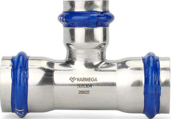 Изображение товара Тройник переходной Varmega Inox Press раструбный 28x22x28 / VM719282228