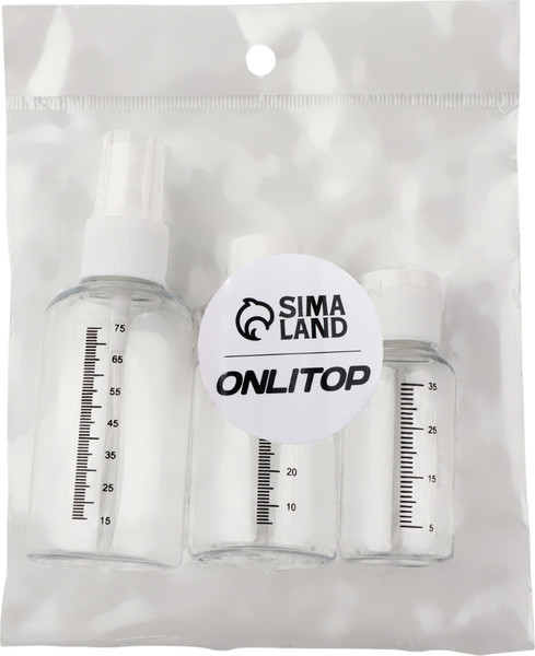 Изображение товара Набор флаконов для косметики Onlytop Со шкалой деления / 3735775 (3шт, белый/прозрачный)