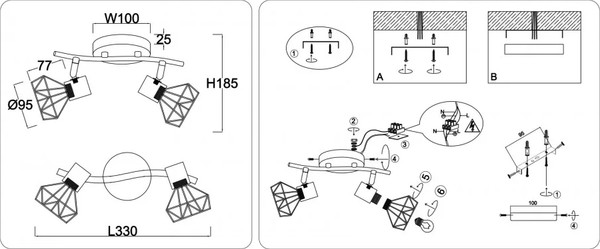 Изображение товара Спот Ambrella TR8656/2 BK/GD (черный/золото)
