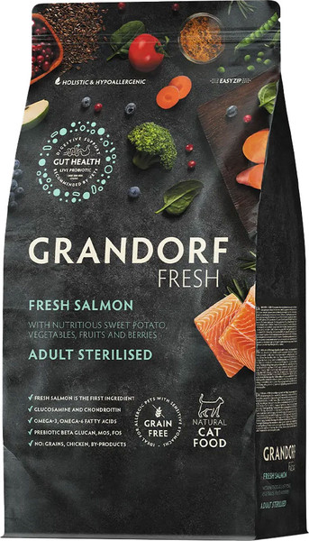 Изображение товара Сухой корм для кошек Grandorf Adult Sterilised Fresh Salmon&Sweet Potato (2кг)
