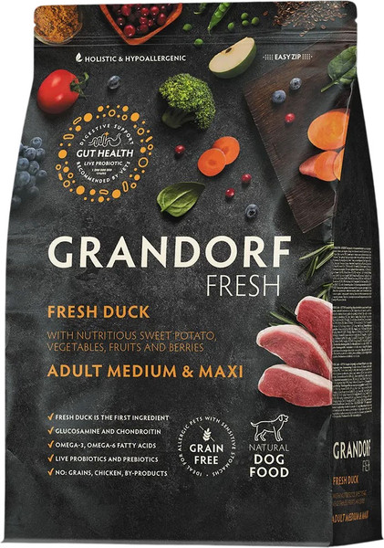 Изображение товара Сухой корм для собак Grandorf Adult Medium&Maxi Breeds Fresh Duck&Sweet Potato (3кг)