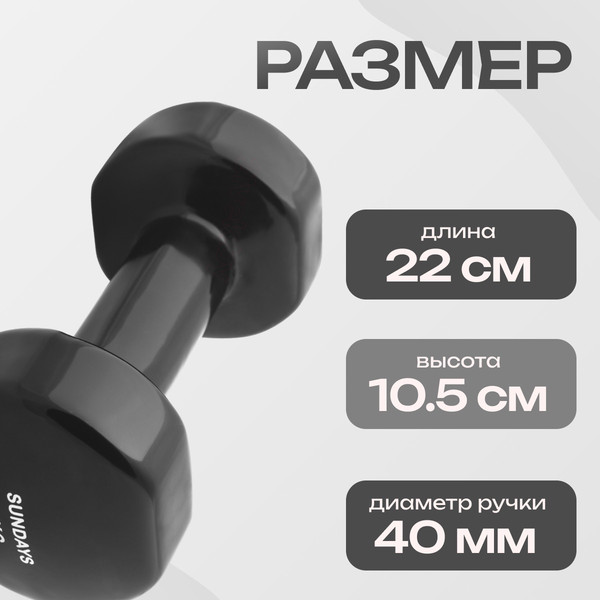 Изображение товара Набор для фитнеса Sundays Fitness Набор гантелей IR92005 2х5кг + Коврик IR97506 (черный, серый)