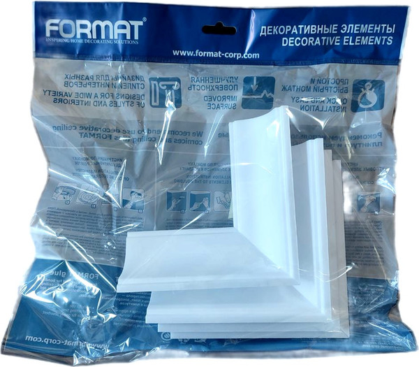 Изображение товара Уголок для потолочного плинтуса FORMAT 8Е (4шт)