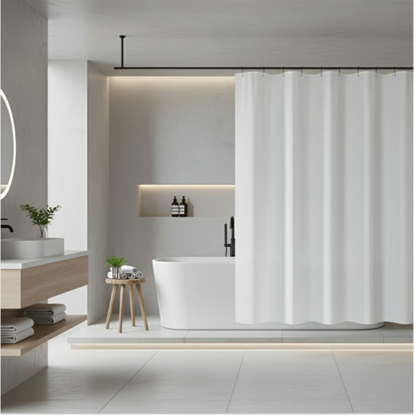 Изображение товара Шторка-занавеска для ванны Saniteco CS-006 / 640700709B (белый)