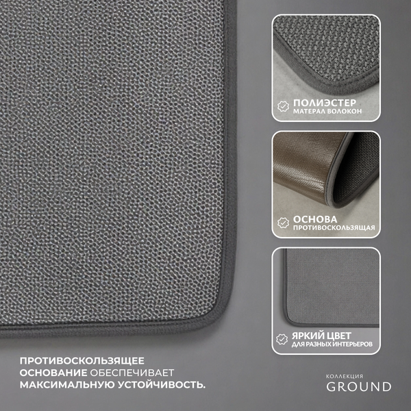 Изображение товара Коврик для ванной Saniteco Ground 6499001941C (40x60, серый)