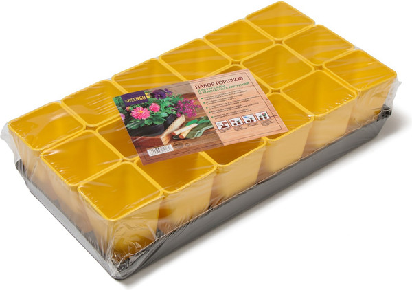 Изображение товара Набор кассет для рассады GREENGO 36.5x17см (18шт, микс)