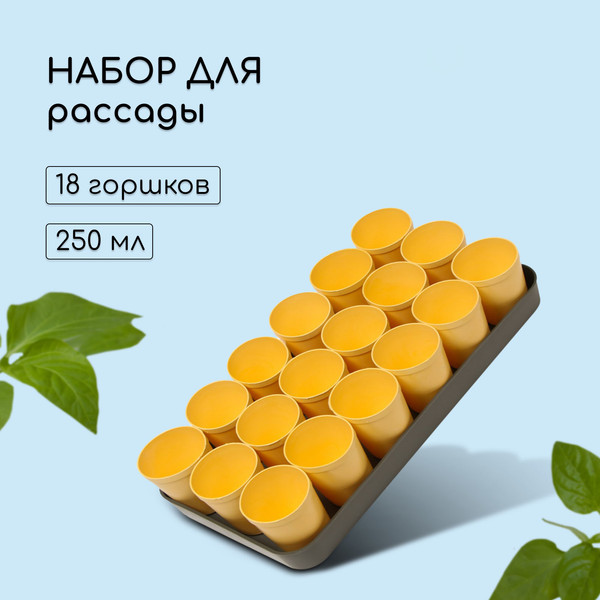 Изображение товара Набор горшков для рассады GREENGO 40x20см (18шт, микс)