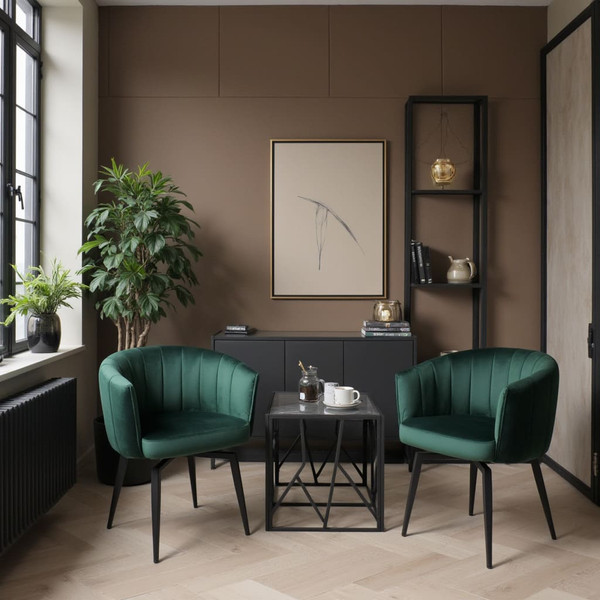 Изображение товара Кресло мягкое AksHome Melon поворотное (темно-зеленый велюр/черный)