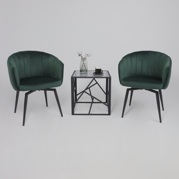 Изображение товара Кресло мягкое AksHome Melon поворотное (темно-зеленый велюр/черный)