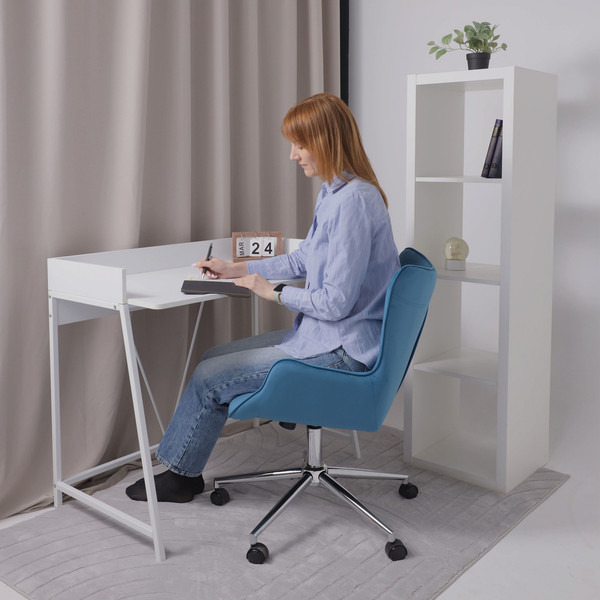 Изображение товара Кресло офисное AksHome Bella Chrome Seven 115 (велюр/темно-голубой)