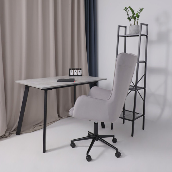 Изображение товара Кресло офисное AksHome Bella XL Black Kiton 722 Smoke (велюр/светло-серый)