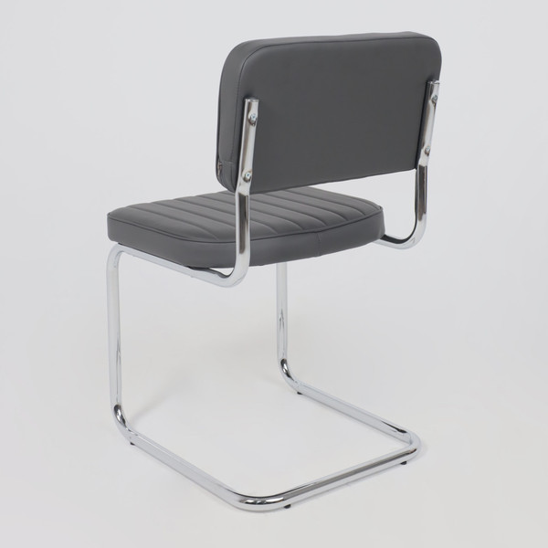 Изображение товара Стул офисный AksHome Славия Люкс Pegaso (темно-серая экокожа/хром)