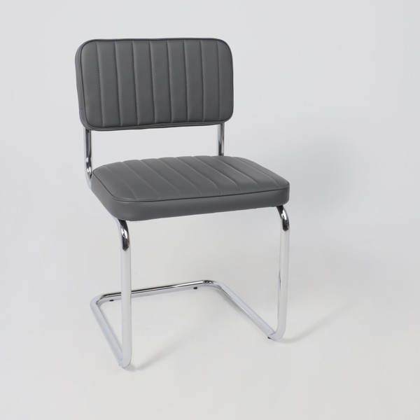 Изображение товара Стул офисный AksHome Славия Люкс Pegaso (темно-серая экокожа/хром)