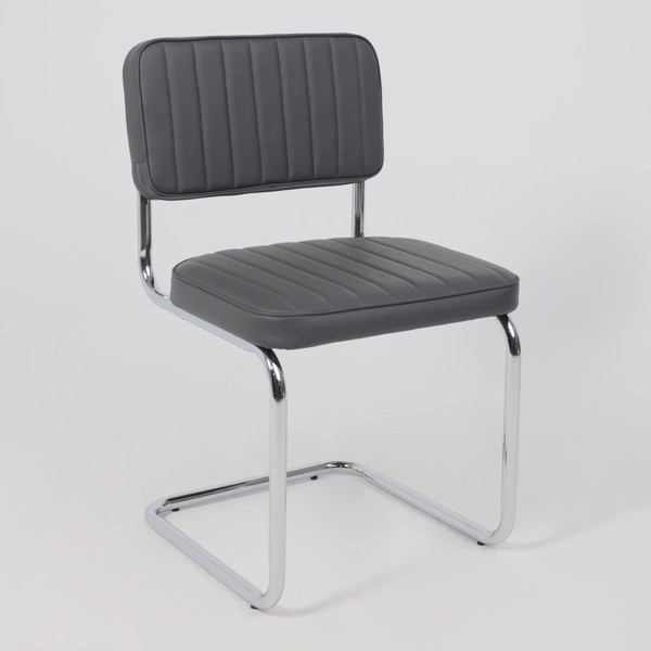 Изображение товара Стул офисный AksHome Славия Люкс Pegaso (темно-серая экокожа/хром)