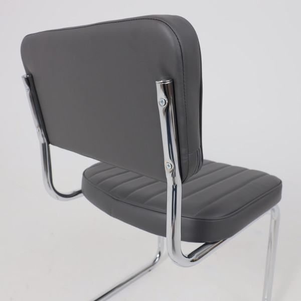 Изображение товара Стул офисный AksHome Славия Люкс Pegaso (темно-серая экокожа/хром)