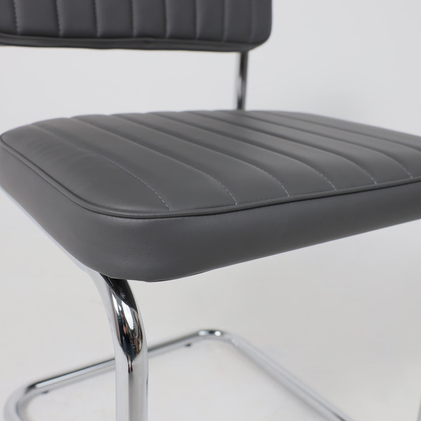 Изображение товара Стул офисный AksHome Славия Люкс Pegaso (темно-серая экокожа/хром)