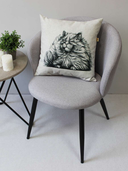 Изображение товара Подушка декоративная MATEX Melange Пушистый кот / 67-023 (серый/бежевый/черный)