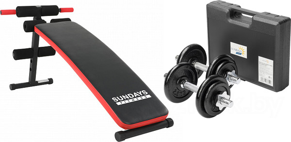 Изображение товара Скамья для пресса Sundays Fitness ES-506 + Набор гантелей IR92052