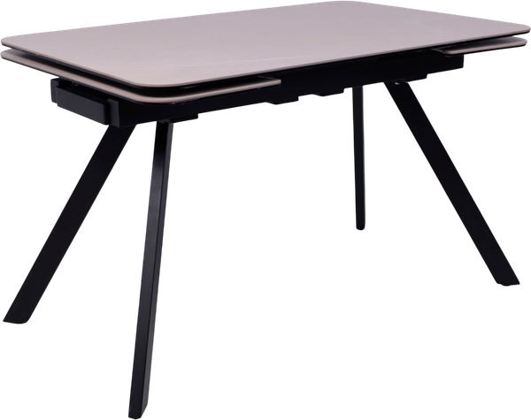 Изображение товара Обеденный стол Аврора Леон 1200-1840x800 (камень слоновая кость Bayona Ivory/черный матовый)