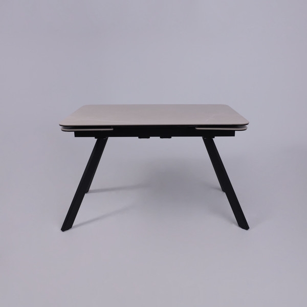 Изображение товара Обеденный стол Аврора Леон 1200-1840x800 (камень слоновая кость Bayona Ivory/черный матовый)