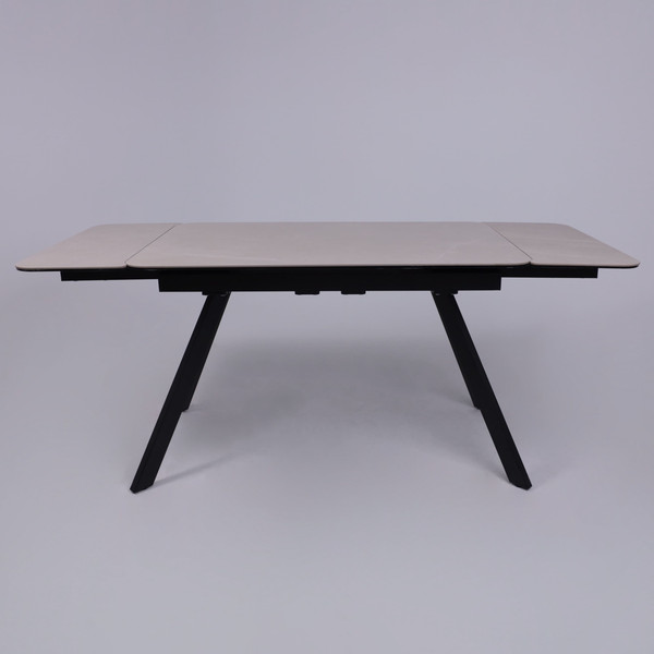 Изображение товара Обеденный стол Аврора Леон 1200-1840x800 (камень слоновая кость Bayona Ivory/черный матовый)