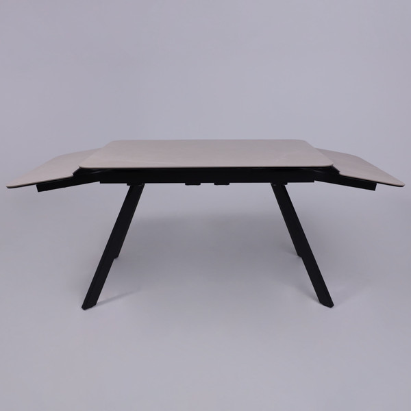 Изображение товара Обеденный стол Аврора Леон 1200-1840x800 (камень слоновая кость Bayona Ivory/черный матовый)