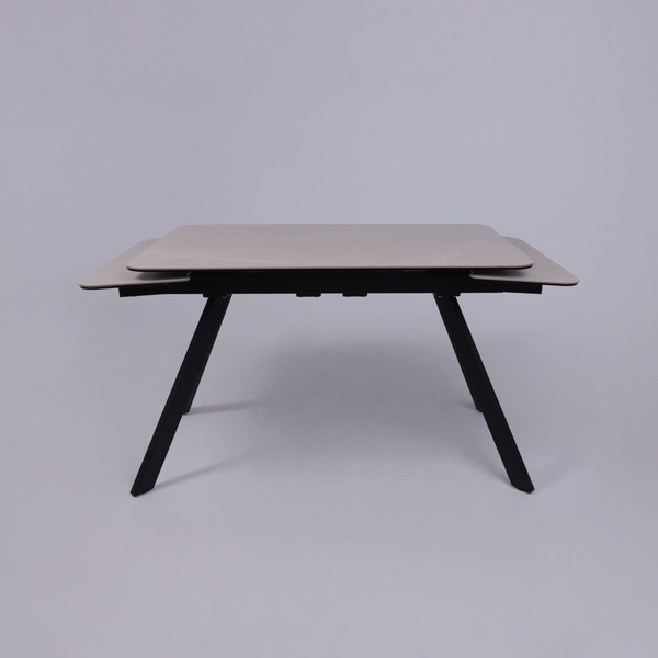 Изображение товара Обеденный стол Аврора Леон 1200-1840x800 (камень слоновая кость Bayona Ivory/черный матовый)