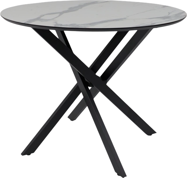 Изображение товара Обеденный стол Аврора Мехико (камень белый/ черный матовый)