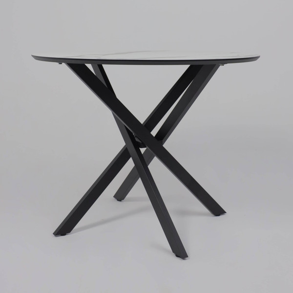 Изображение товара Обеденный стол Аврора Мехико (камень белый/ черный матовый)