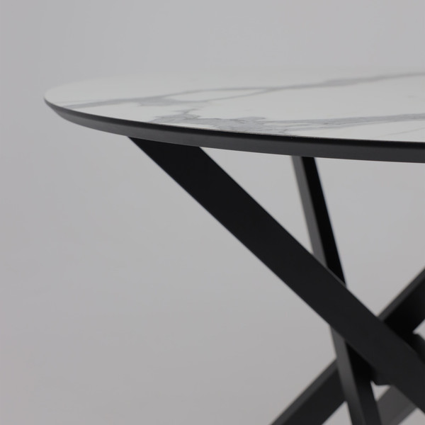 Изображение товара Обеденный стол Аврора Мехико (камень белый/ черный матовый)