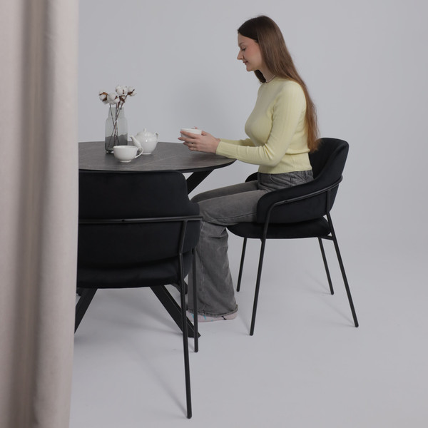 Изображение товара Обеденный стол Аврора Мехико (камень черный/черный матовый)