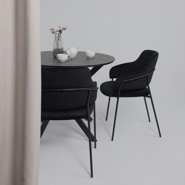 Изображение товара Обеденный стол Аврора Мехико (камень черный/черный матовый)