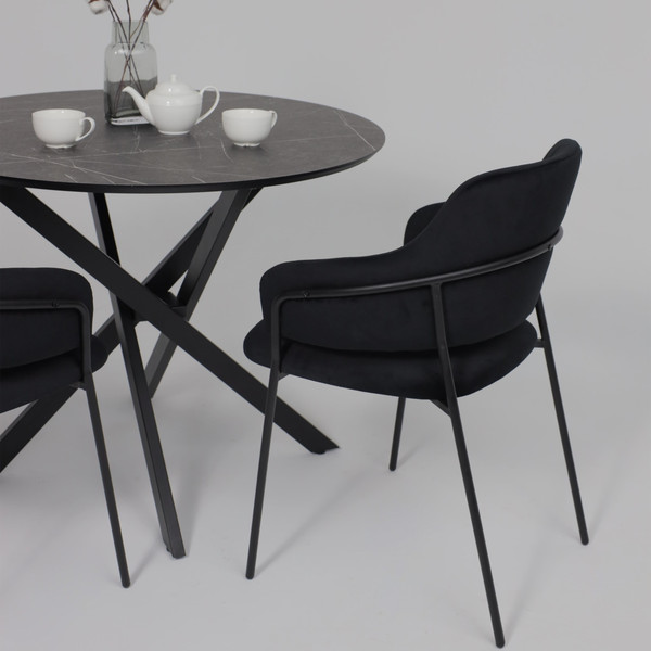 Изображение товара Обеденный стол Аврора Мехико (камень черный/черный матовый)