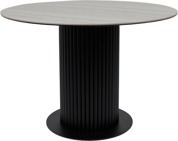 Изображение товара Обеденный стол Аврора Раунд (камень белый Elyt pulido/черный матовый)